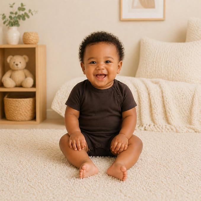 GUISBY Baby Romper 3-Pack Short Sleeve Rayon of Bamboo Bodysuit Set, 0-24M | - Image 4