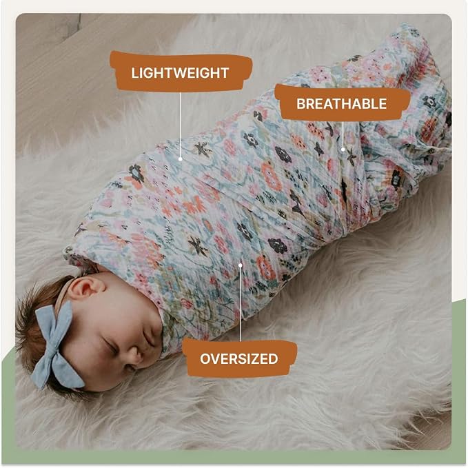 Parker Baby Co. Soft Muslin Baby Swaddle Blankets, 3 Pack - Image 3