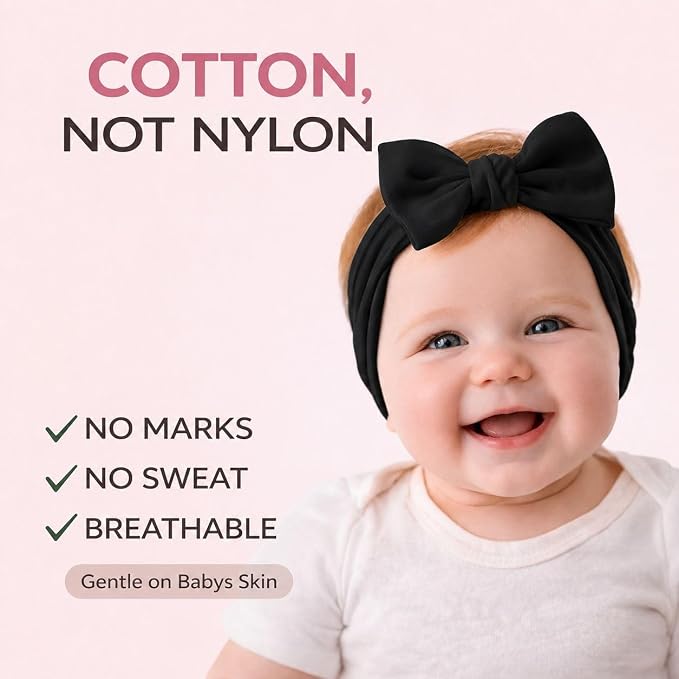 Baby Girl Headbands-Infant, Toddler Cotton Handmade Hairbands - Image 2