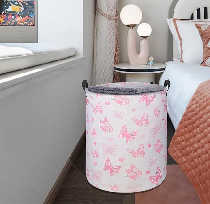 Round Laundry Hamper Storage Basket Laundry Organizer Hamper Storage Bins Clothes and Toys Box Nursery Hamper Gift Basket For Kids with Handles