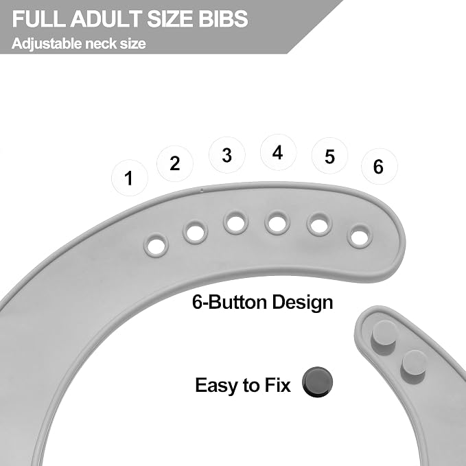 Silicone Adult Bib, Adjustable and Washable Bib - Image 2