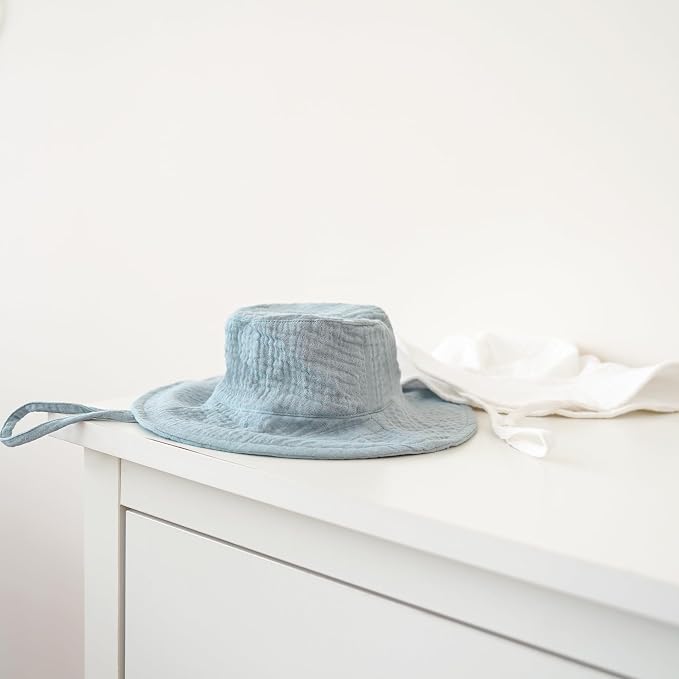 Konssy 2-Pack Muslin Baby Girl Sun Hats - Image 5