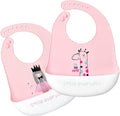 Silicone Bibs for Babies and Toddlers 2 Sets Feeding Bibs for Boy and Girl, Adjustable Soft Waterproof Bibs