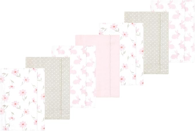 Luvable Friends Hudson Baby Flannel Burp Cloths 7pk, Sweet Honeycomb Pink by Luvable+Friends