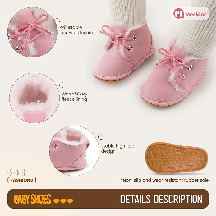 Meckior Baby Booties Newborn Infant Unisex Baby Girls Boys Velvet Rubber - Image 5