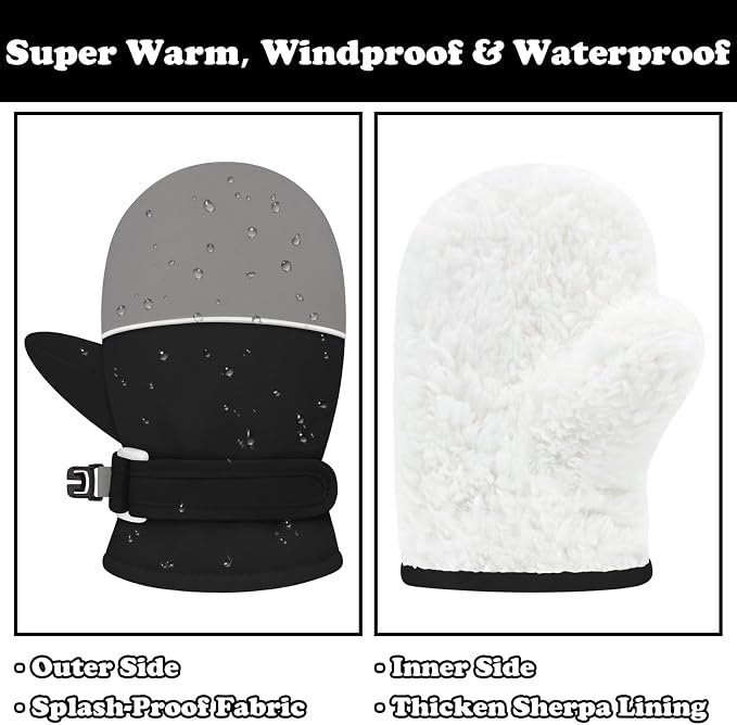 Sarfel Toddler Mittens Waterproof Toddler Gloves Baby Winter Mittens Toddler - Image 2