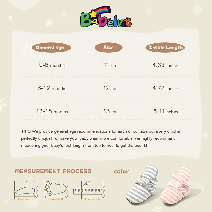 Babelvit Newborn Baby Boy Girl Soft Fleece Booties Stay On Infant Slippers - Image 6