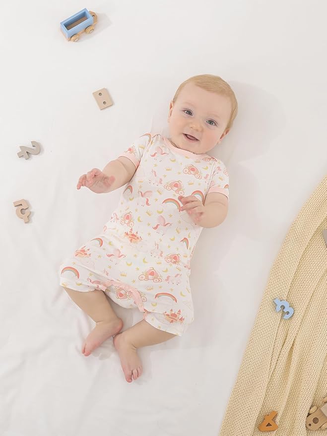 GUISBY Baby Rayon Romper Pajamas, 0-24M | Silky Soft Feel，Snap Closure，Footless - Image 5