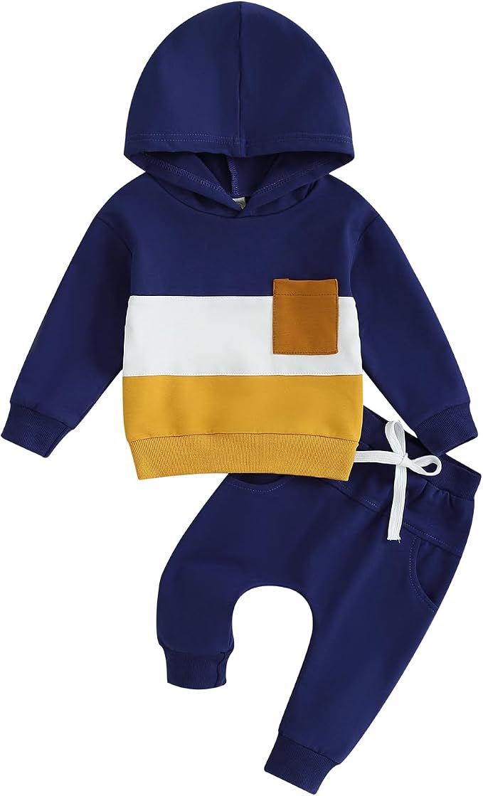 Infant Baby Boy Fall Winter Clothes Outfit Hooded Long Sweatshirt Pant Set by LIOMENGZI