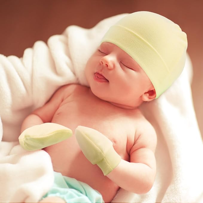 Newborn Baby Hats and Mittens Set Infant Beanie Cap Toddler Gloves Newborn - Image 6