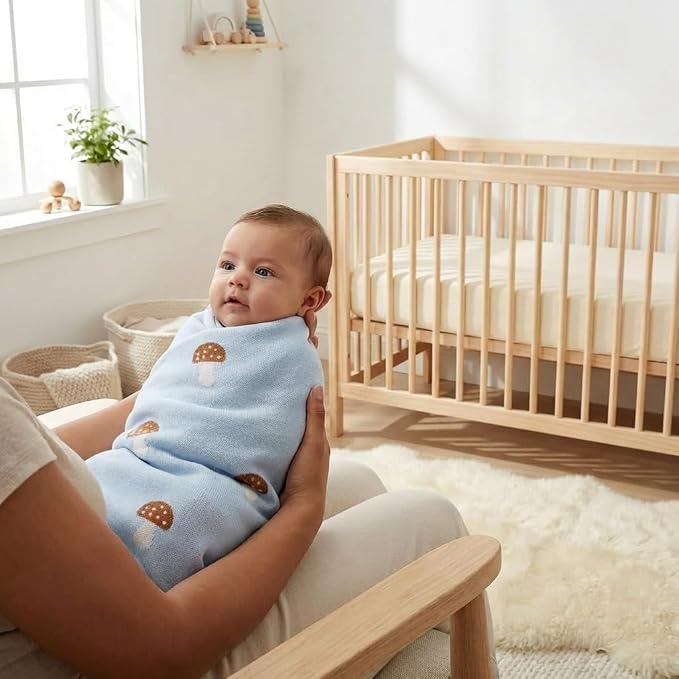 Mushroom Baby Blanket for Boys 100% Cotton Buttery Soft Cozy Receiving Swaddle - Image 4