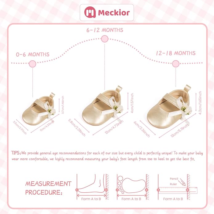 Meckior Infant Baby Girls Soft Sole Bowknot Princess Wedding Dress Mary Jane - Image 6