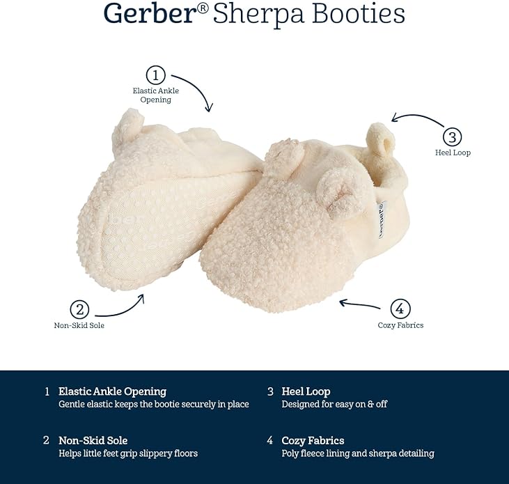 Gerber Baby Girls Fleece Lined Non Skid Soft Slipper Booties - Image 6