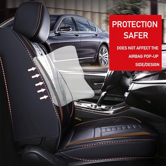 Luxury 2 Seats Car Seat Covers Protectors for Suzuki 1999-2025 95% Models, Back Storage Bag Design & Headrest Pillow & Lumbar Support Black & Coffee Line