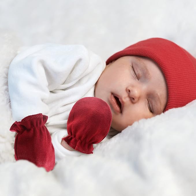 BQUBO Newborn Infant Toddler Mittens No Scratch Cotton Elastic Wrist Gloves - Image 2
