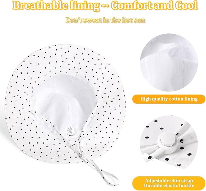 Baby Girl Sun Hat with UPF 50+ Outdoor Adjustable Beach Hat with Wide Brim - Image 5
