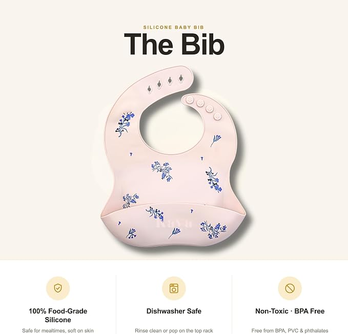 Kaya Silicone Baby Bib Pack of 2, BPA-Free Waterproof Food Catcher, Adjustable - Image 5