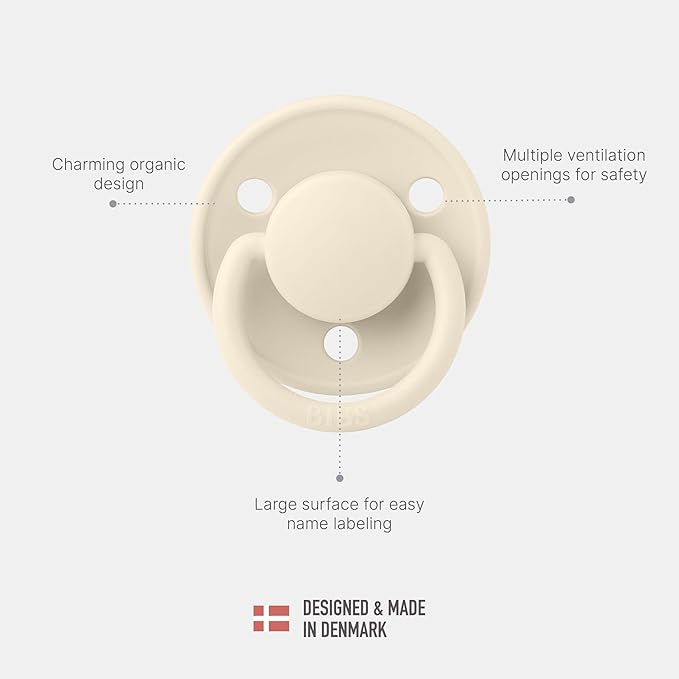 BIBS De Lux Baby Pacifier 2-Pack | Made in Denmark | BPA Free Dummy Soother, Round Nipple. Silicone, OneSize (0-36 Months), Island Sea/Sage
