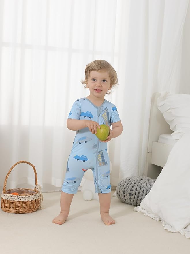 GUISBY Baby Rayon of Bamboo Short Sleeve Footless Zipper Romper 2 Pack | Soft - Image 7