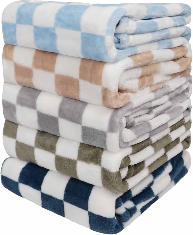 Baby Blanket 5 Pcs Checkerboard Grid Ultra Soft Gift-Ready Plush by Unknown