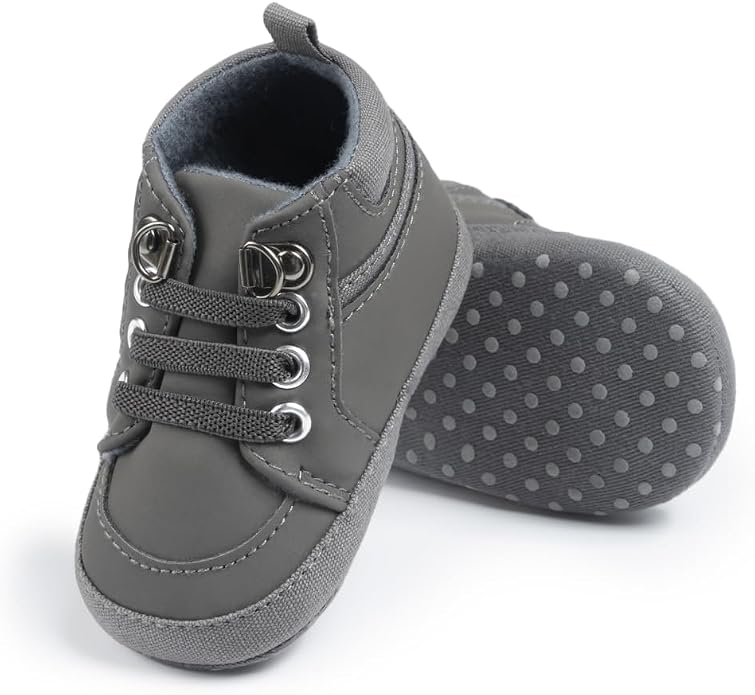 Meckior Toddler Baby Boys Girls High Tops Ankle Sneakers Soft Anti-Slip Sole PU - Image 4
