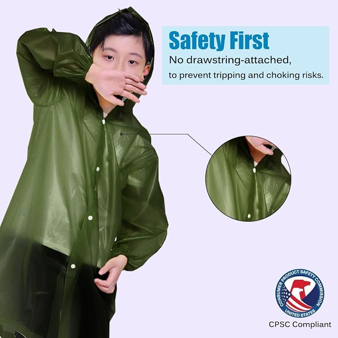 Kids Rain Jacket, 2 Pack Rain Ponchos - Image 3