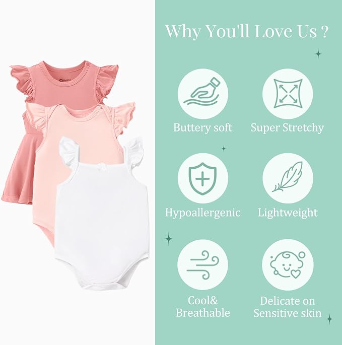 PATPAT Baby Girl Bamboo Viscose Bodysuits Set - Image 3