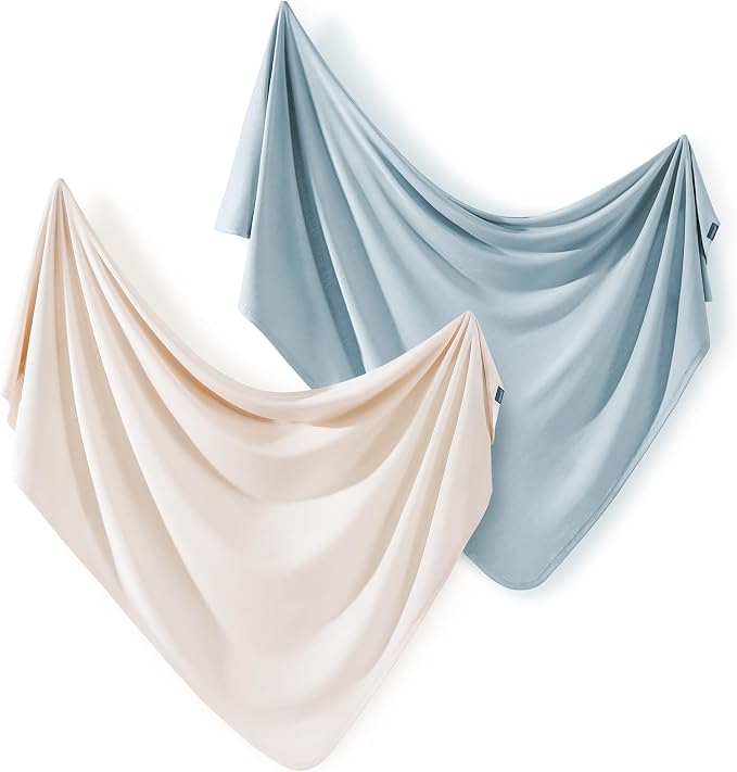 2 Pack Newborn Swaddle Blanket, Ultra Soft Stretchy Jersey Knit Extra Large by BUYNOW