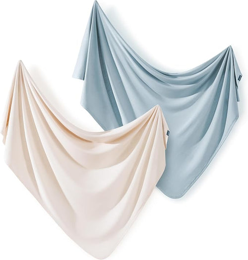 2 Pack Newborn Swaddle Blanket, Ultra Soft Stretchy Jersey Knit Extra Large by BUYNOW