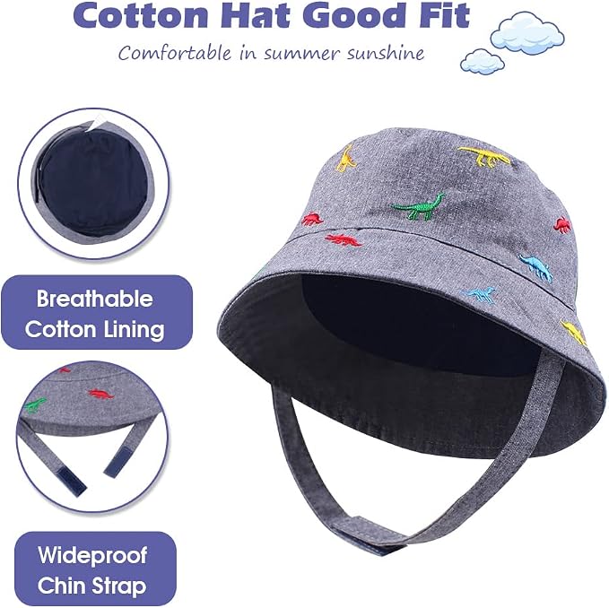 JANGANNSA Dinosaur Baby Boys Sun Hat Cotton Toddler Girls Bucket Hats Summer - Image 4