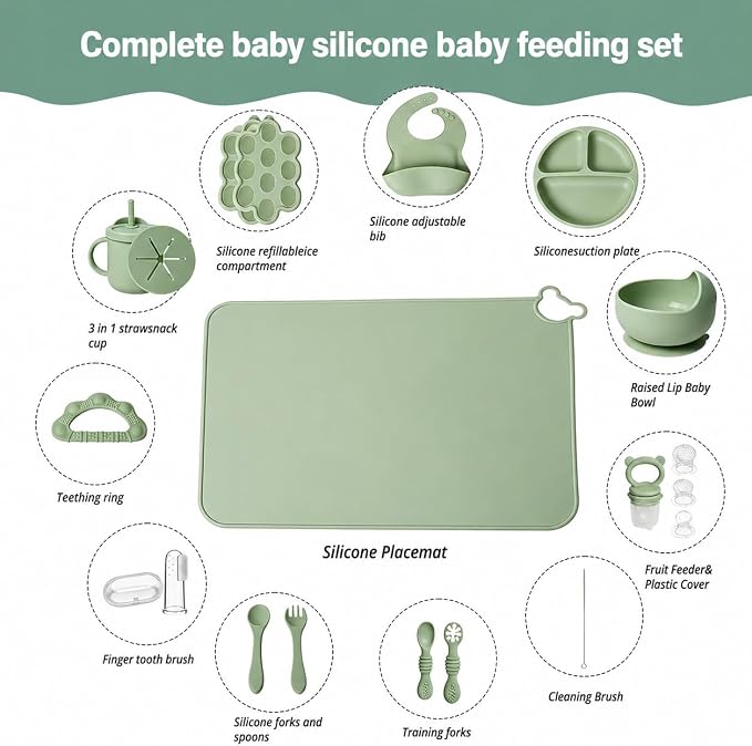 19 Pcs Silicone Baby Feeding Set Eating Essentials - Image 5
