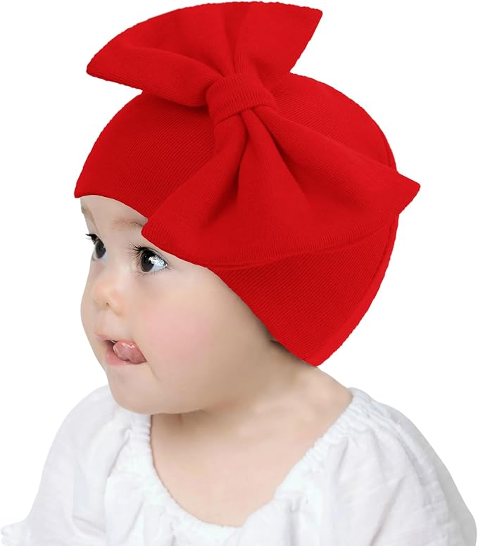 UTTPLL Newborn Beanies Cap No Scratch Mittens Set 0-6 Months Infant Bow Caps - Image 6