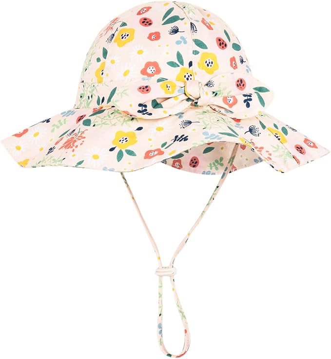 Baby Girl Sun Hat with UPF 50+ Outdoor Adjustable Beach Hat with Wide Brim by DANMY
