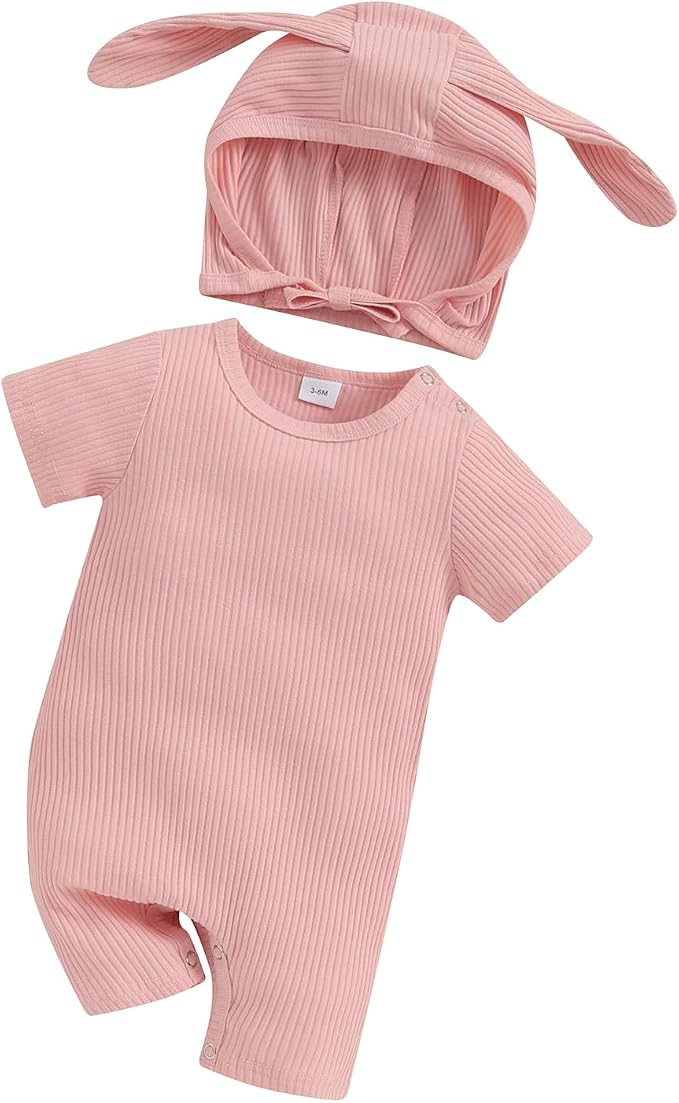 Newborn Baby Boy Girl Romper Easter Outfits Bunny Ear Hoodie Button Onesie by Ursobutegl