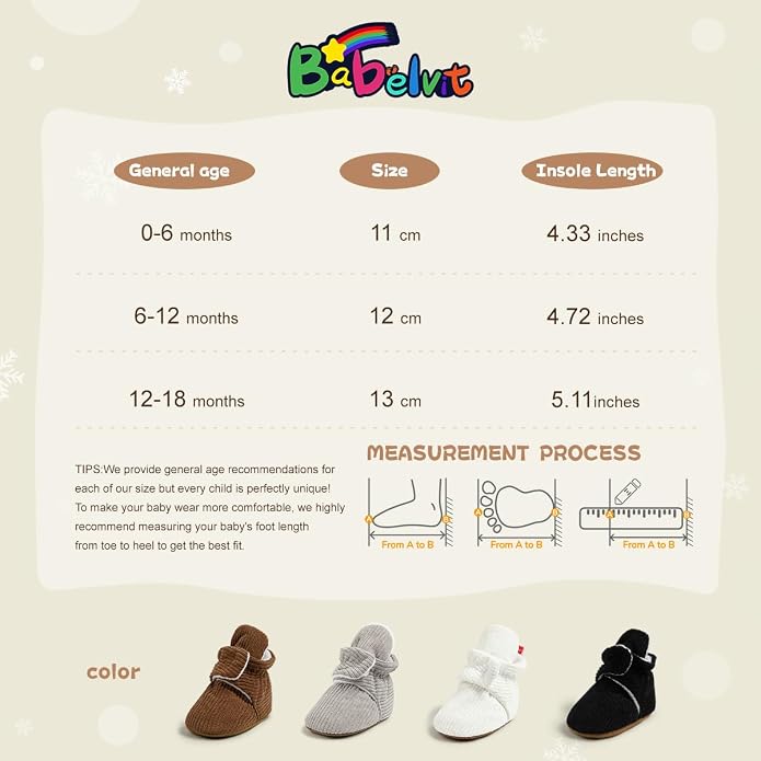 Babelvit Newborn Baby Boy Girl Soft Fleece Booties Stay On Infant Slippers - Image 6