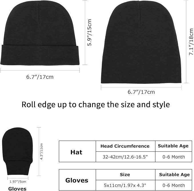 Newborn Baby Hats and Mittens Set Infant Beanie Cap Toddler Gloves Newborn - Image 2