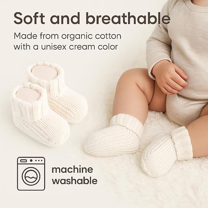 Kitikate Organic Knit Baby Booties – 100% Cotton Yarn, Soft & Comfortable - Image 4