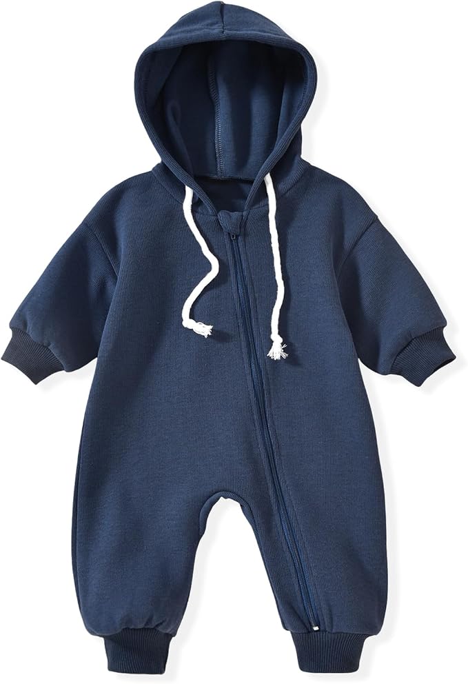 Unutiylo Unisex Baby Boys Girls Long Sleeve Infant Baby Zipper Hooded Jumpsuits by Unutiylo