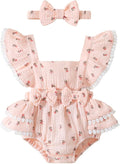 Baby Girl Summer Clothes Infant Girls Romper Dress | Ruffle Sleeve, Cotton Linen by Megeoly