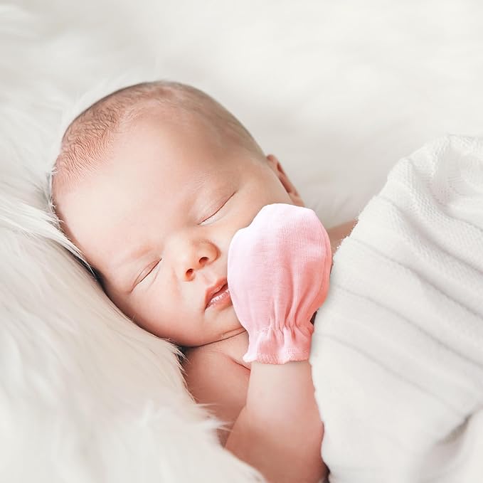 AQOKKA Newborn Baby Mittens No Scratch Cotton Elastic Wrist Gloves Infant - Image 2