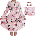 SUFEINI Maternity Robe and Matching Baby Swaddle Blanket Set, Mommy Robe by SUFEINI