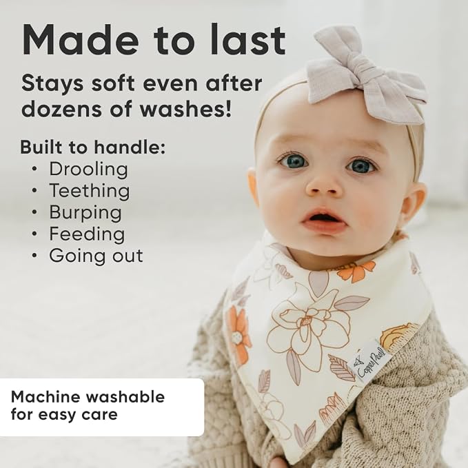 Copper Pearl Baby Bibs 4 Pack, Printed Bandana Drool Bibs - Image 3