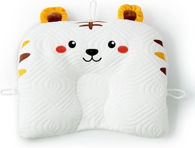 Reidio Adjustable Toddler Pillow Soft and Breathable Ergonomic Design Small Pillow Washable (Tiger)