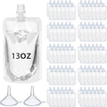 Meanplan 100 Pcs Plastic Pouches Bulk Reusable Squeeze Pouches Clear Plastic Juice Leak Proof Bags with Funnel for Party Favors Supplies(13 oz,Straight Mouth)