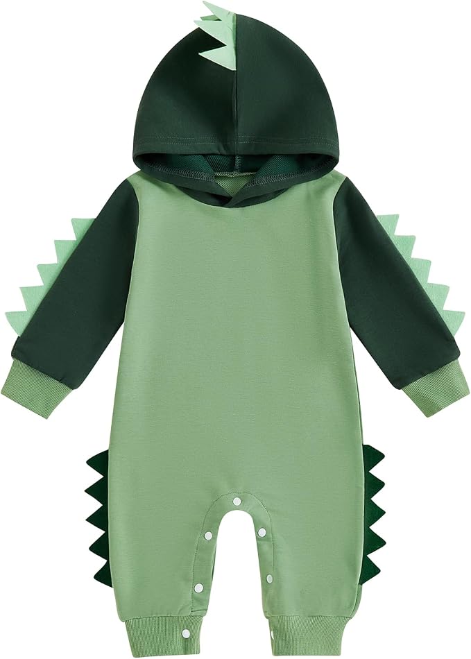 Newborn Baby Boys Rompers Hoodies Dinosaur Cartoon Infant Baby Toddler Onesie by MABABY