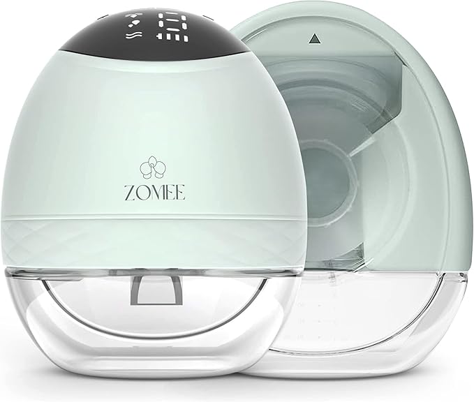 Zomee Fit Wearable Breast Pump, Hands Free, Portable,Discrete Electric Double Breast Pump Holds 5 oz -Wireless 2+ Hours of Battery Leak Proof Anti Backflow - Fanny Pack with Diaper Chaning Pad (Black)