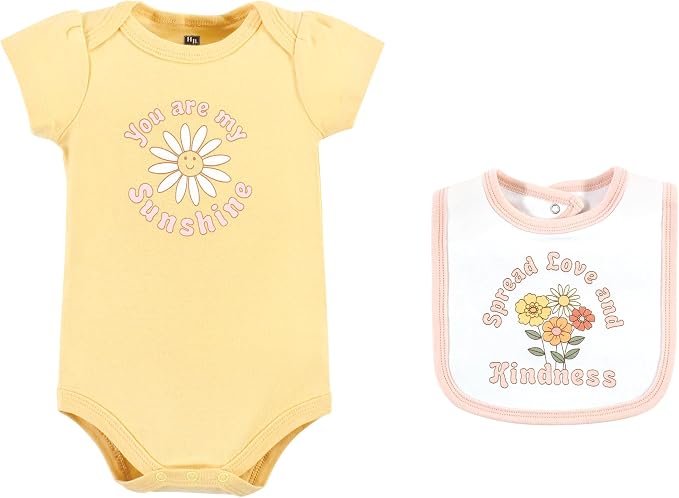 Hudson Baby Unisex Cotton Sleep and Play, Bodysuit and Bandana Bib Set - Image 3