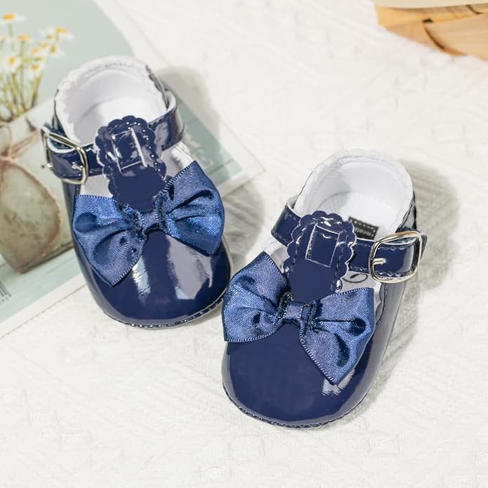 Meckior Infant Baby Girls Soft Sole Bowknot Princess Wedding Dress Mary Jane - Image 4