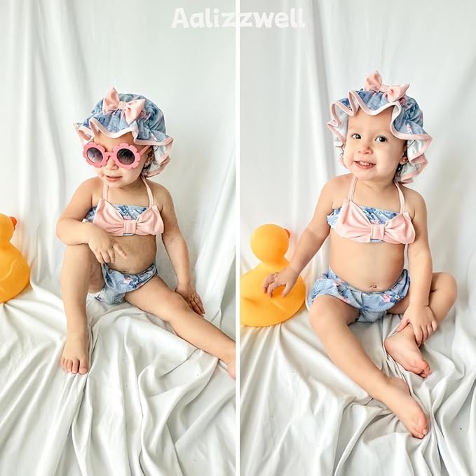 Aalizzwell Baby Girl 2-Piece Bikini Swimsuit with Hat