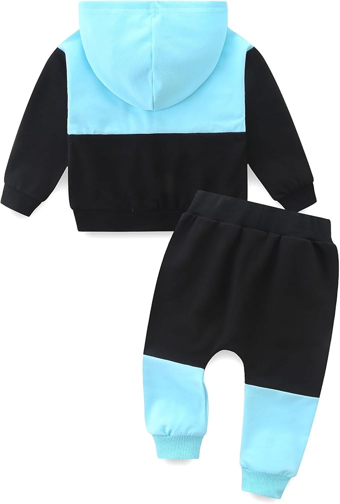 Baby Boy Outfits Short Long Sleeve Pants Clothes Set Spring Summer Hooded Patchwork Sweatshirt